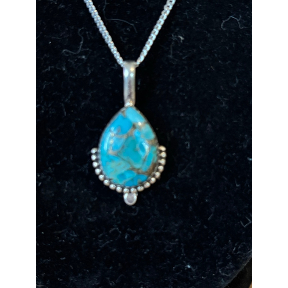 Women's Unbranded Turquoise Silver Pendant Necklace One Size - Picture 2 of 8